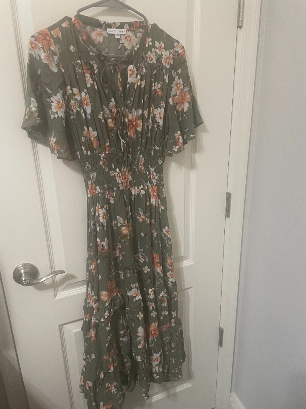 Elegant BALTIC BORN Floral Midi Dress Short Sleeves XS